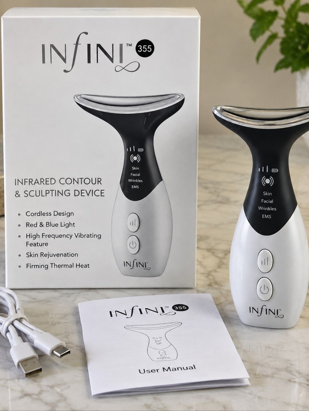 New INFINI Infrared Facial Contour Sculpting Device LED Red Blue Light SKIN CARE